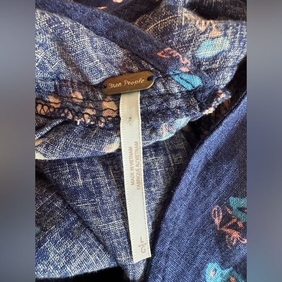 Free People Beautiful Floral Printed Open Back Long Sleeve Mini Dress Size Large - Picture 8 of 10